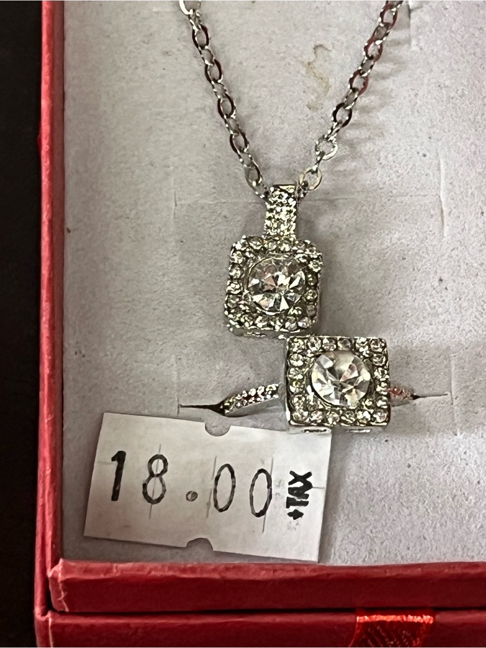Sterling Silver-Tone Crystal Pendant Necklace and Ring Set - Clear